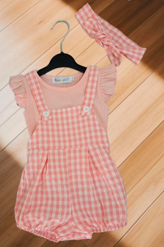 Ensemble salopette vichy
